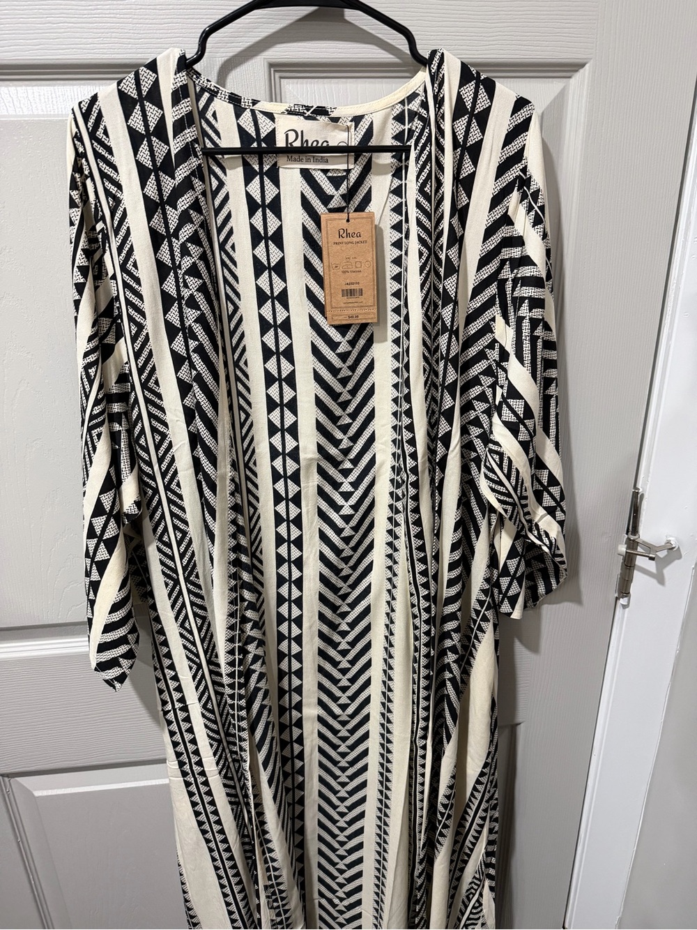 Rhea Cream/Black Long Duster